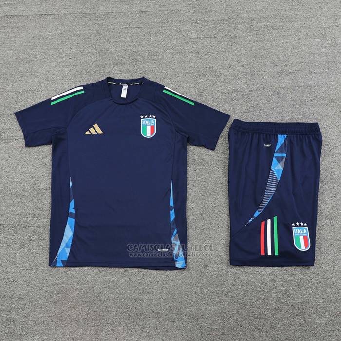 Fato de Treino Italia Manga Curta 2024-2025 Azul - Calcas Curta